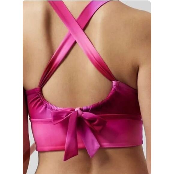 NWT Athleta Plunge Bikini Top D-DD in Surf Blur Fushsia Size L - Picture 2 of 10